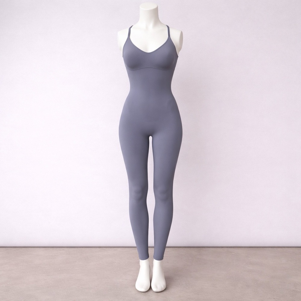 Victoria's Secret VSX Jumpsuit Bodysuit Medium Gray Strappy Activewear One Piece